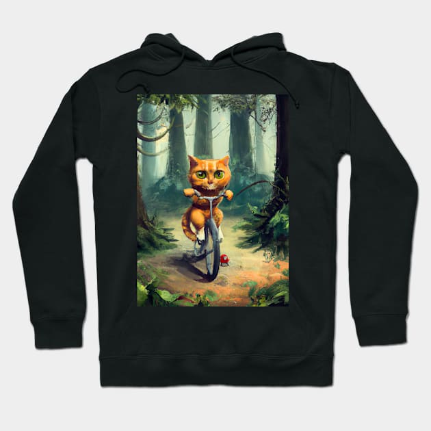 Cat riding a Bicycle Hoodie by maxcode